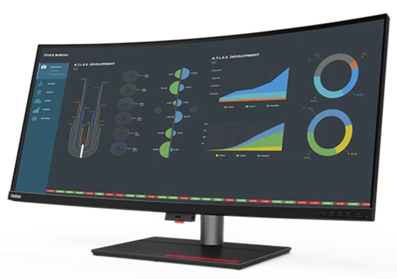 LENOVO ThinkVision P40w-20 40' WUHD Curve Monitor IPS 5K 5120x2160 21:9 Height Adjustable Tilt Swivel DP HDMI TBT4 USB-C Hub USB-B LAN Audio 4xUSB