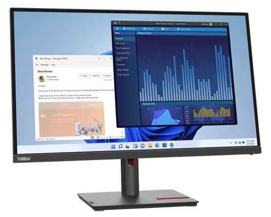 LENOVO ThinkVision T27P-30 27' UHD USB-C Monitor 4K 3840x2160 16:9 Height Adjustable Tilt Swivel Pivot DP HDMI USB-C 3xUSB3.2 Hub 3yr