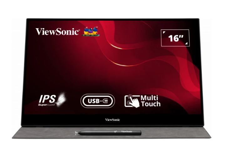 ViewSonic 16' TD1655 USB-C Touch FHD IPS , 2x Type-C (Power in with Video Data). 3.5mm Audio, Mini HDMI x 1, Ultra Portable Monitor