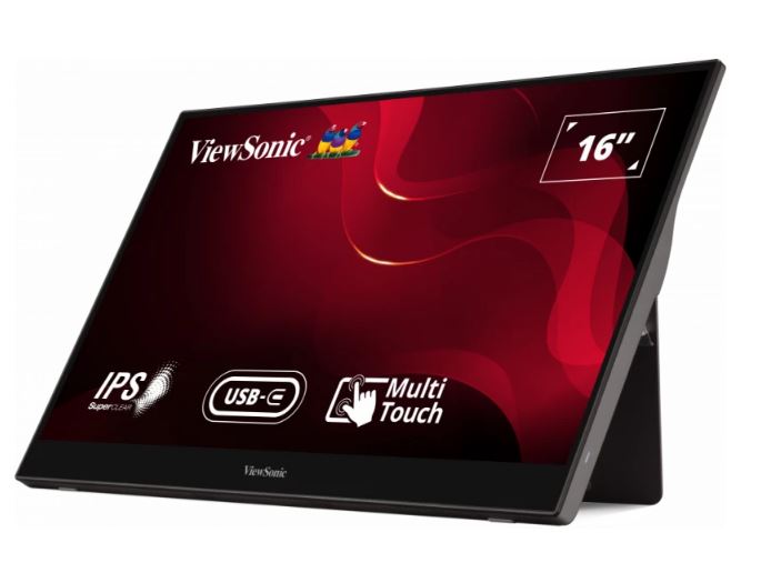 ViewSonic 16' TD1655 USB-C Touch FHD IPS , 2x Type-C (Power in with Video Data). 3.5mm Audio, Mini HDMI x 1, Ultra Portable Monitor