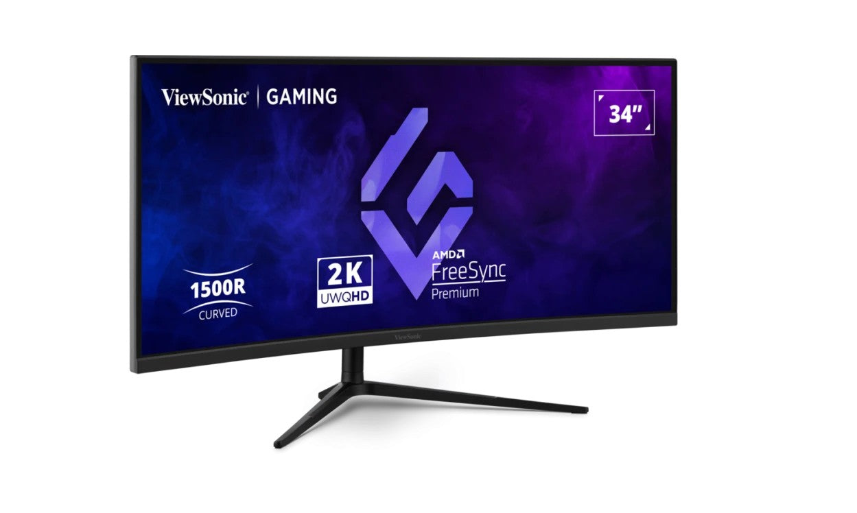 ViewSonic 34' Curved 3440x1440, 180Hz 1ms 1500R, HDR10, Adaptive Sync, 2x HDMI, 2x DP, Speaker, V...