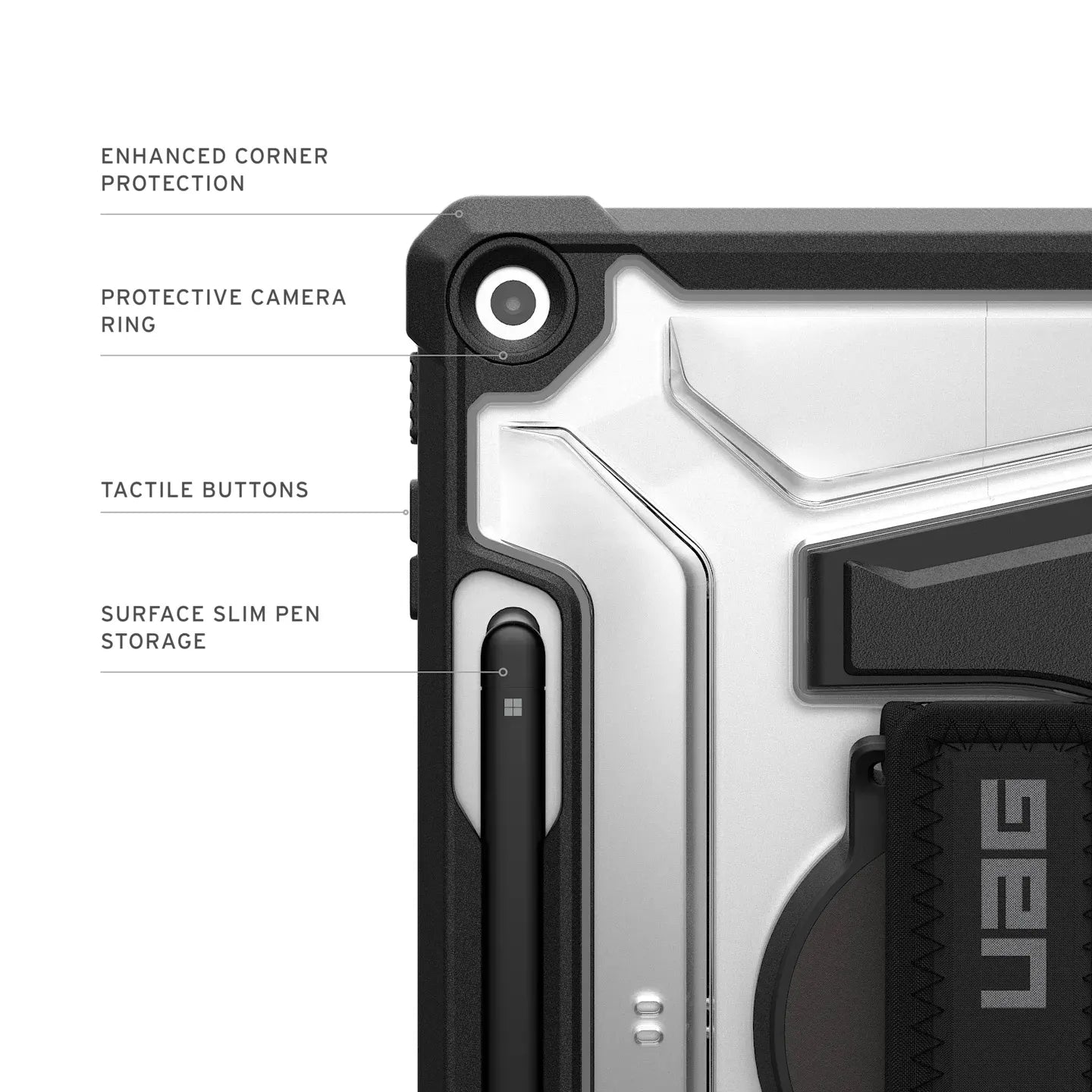 UAG Plasma Microsoft Surface Pro (12') (1st Edition) Hand Shoulder Strap Rugged Case - Ice/Black... - Image 4