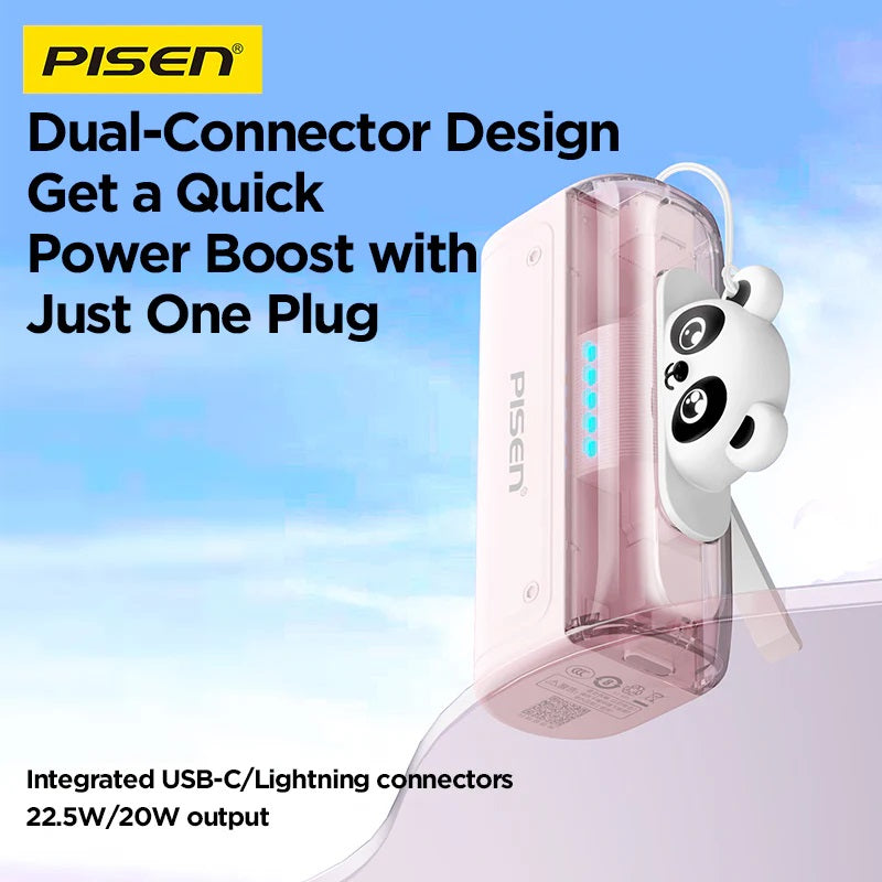 Pisen Power Tiny 22.5W CCC-Certified 5K (5000mAh) Mini Power Bank - USB-A + USB-C Port, 2-in-1 D... - Image 4