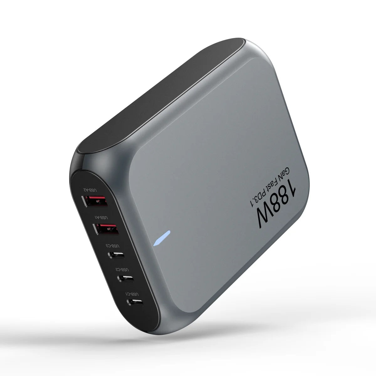 USP 188W Five Ports USB-C PD GaN Wall Charger Black - 3x USB-C, 2x USB-A, Efficient, High Quality... - Image 3