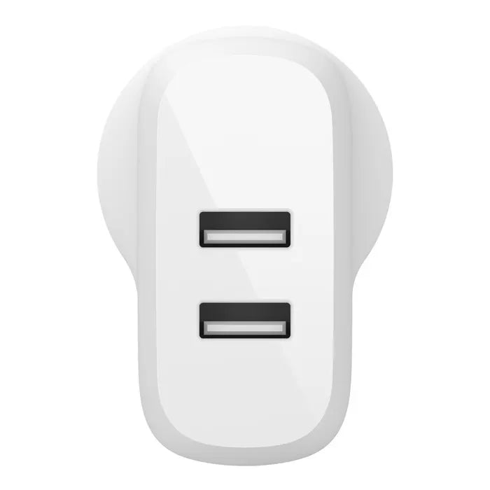 Belkin BoostCharge Dual USB-A Wall Charger 24W - White (WCB002auWH), 2xUSB-A (12W), 24W/4.8 amps,... - Image 2