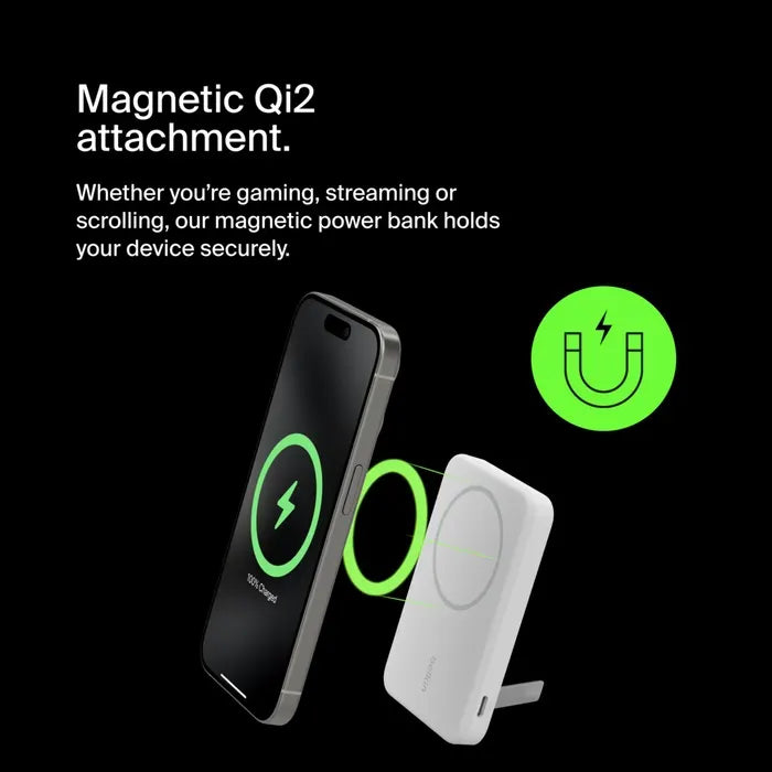 Belkin BoostCharge Pro Magnetic 10K Power Bank w/ Qi2 (15W)+USB-C Cable(1M)+Integrated Kickstand... - Image 4