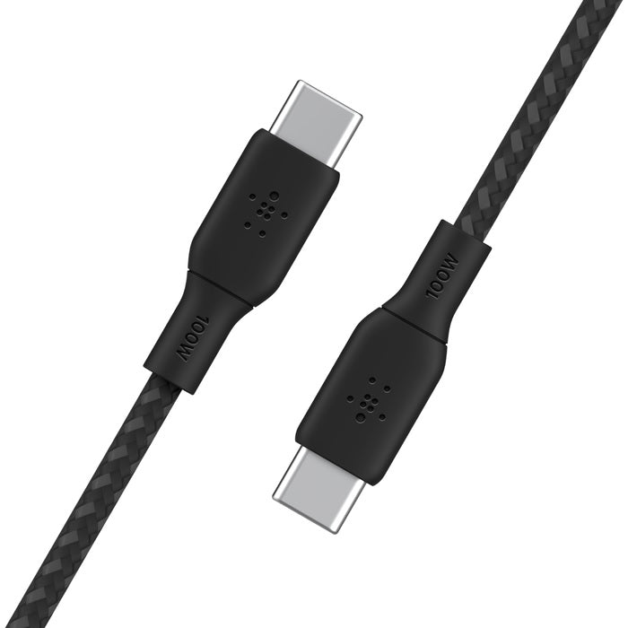 Belkin BoostCharge Braided USB-C to USB-C Cable (3M) - Black (CAB014bt3MBK), 5A/100W, 480Mbps, 30... - Image 2