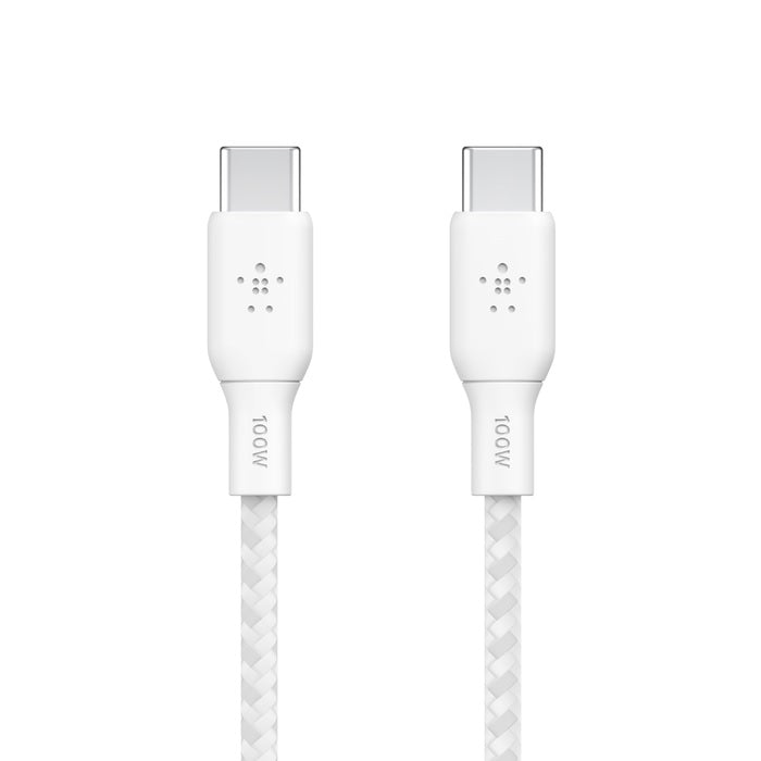 Belkin BoostCharge Braided USB-C to USB-C Cable (3M) - White (CAB014bt3MWH), 5A/100W, 480Mbps, 30... - Image 3