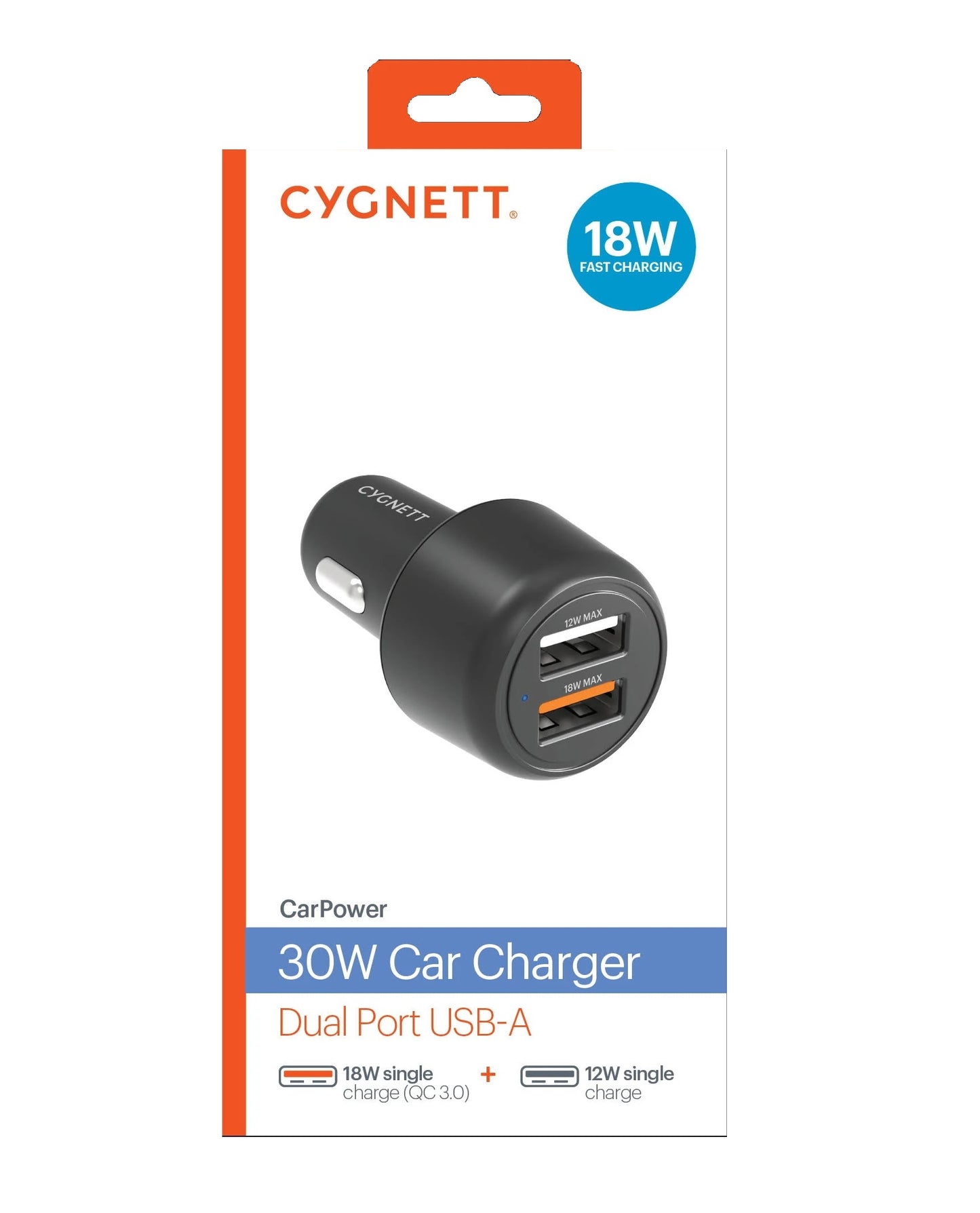 Cygnett CarPower 30W Dual Port Car Charger - Black (CY3680CYCCH), 2xUSB-A(12W 18W QC 3.0), 3.6x... - Image 4