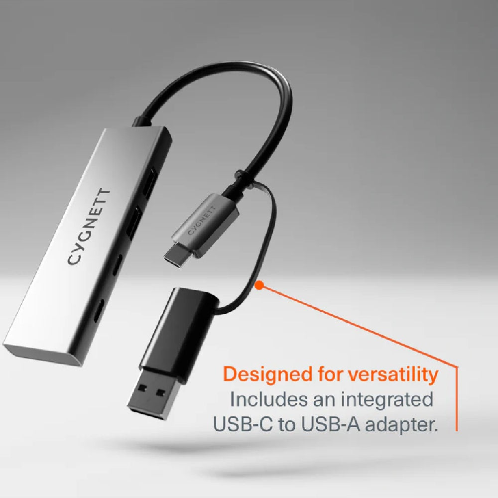 Cygnett Unite 4-in-1 USB-C to USB-C USB-A Hub - White (CY5389CYHUB),2x USB-C, 2x USB-A, 10Gbps T... - Image 4