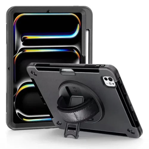 USP Rugged Apple iPad Pro (13') (M5/M4) (8th/7th Gen) Case Black - Built-in-Kickstand, Hand Shou...