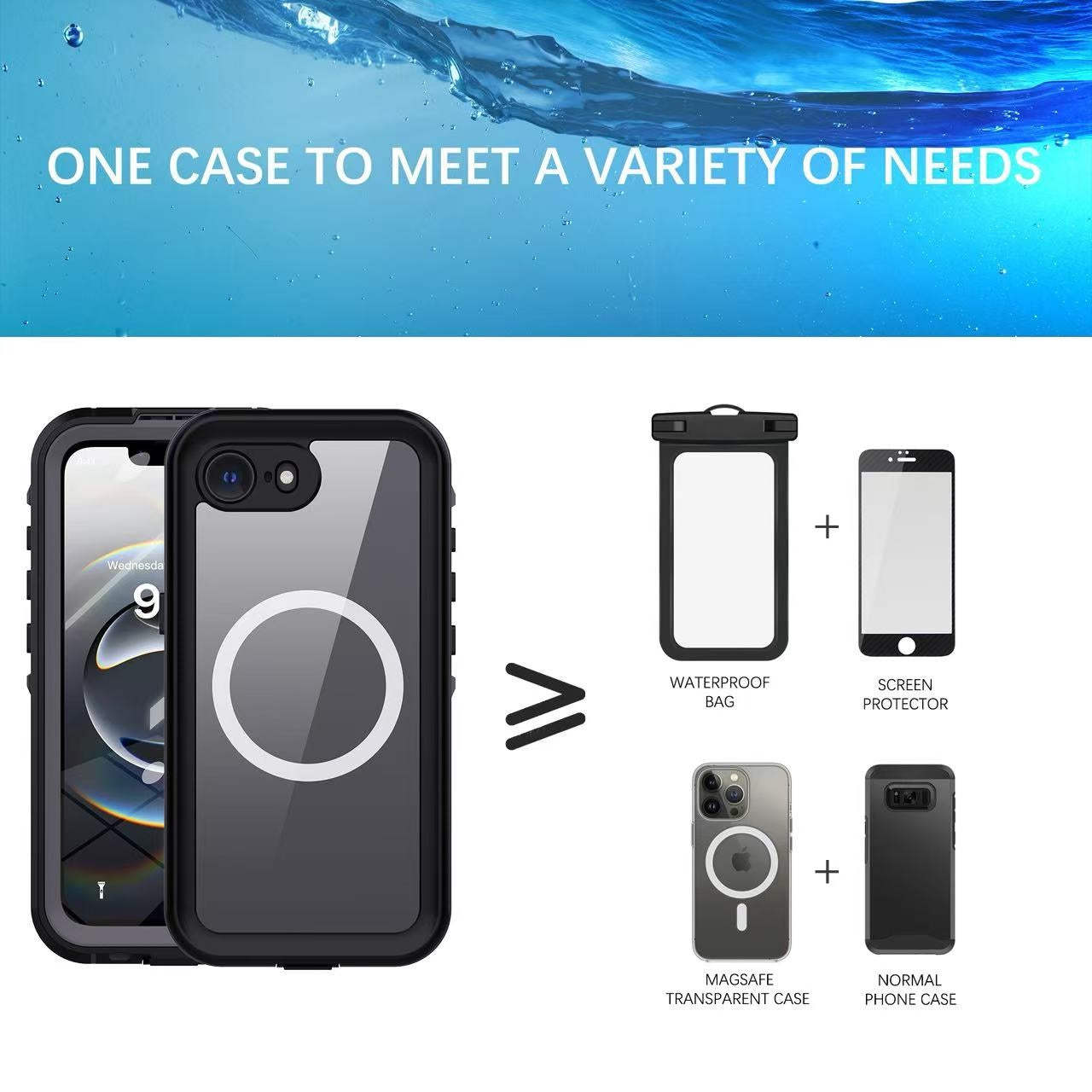USP Apple iPhone 16e 5G (6.1') WaterProof Case Black - DROP+ Military Standard, Waterproof, Shock... - Image 2