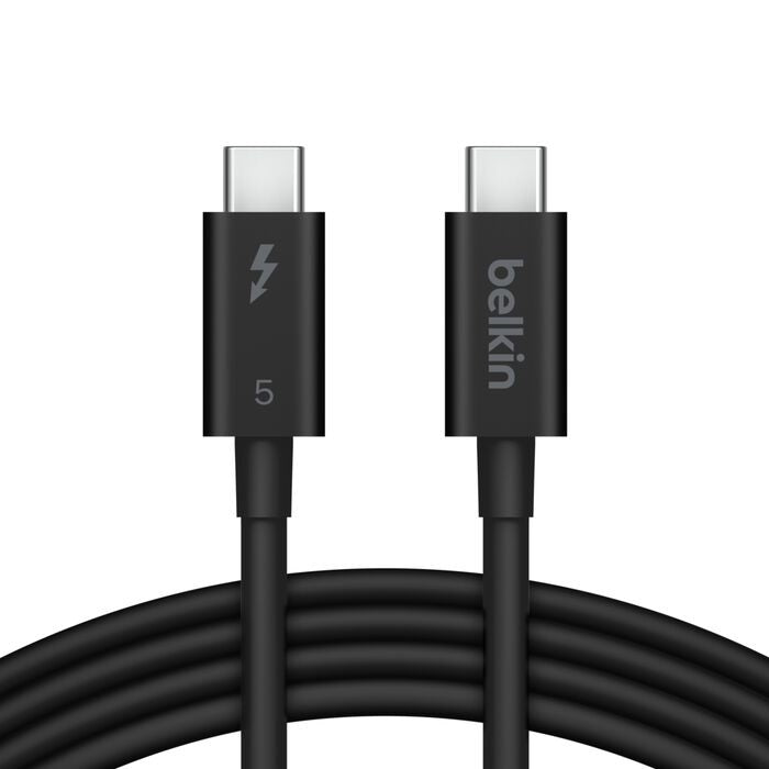 Belkin Connect Thunderbolt 5 USB-C to USB-C Cable (1M) - Black (INZ005fq1MBK), 5A/240W, 80Gbps, 8...
