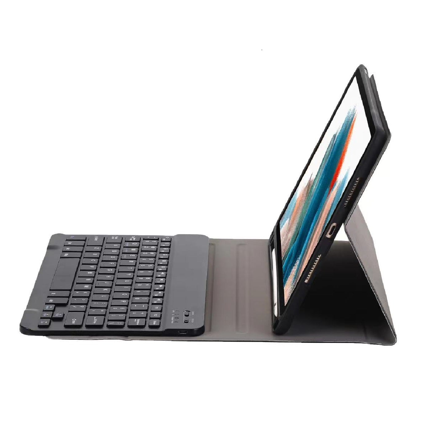 USP Samsung Galaxy Tab A9+ (11') Keyboard With Case Black - 3.0 ABS, Magnetic, PU Leather Covering, Front Rear Facing Camera Holes