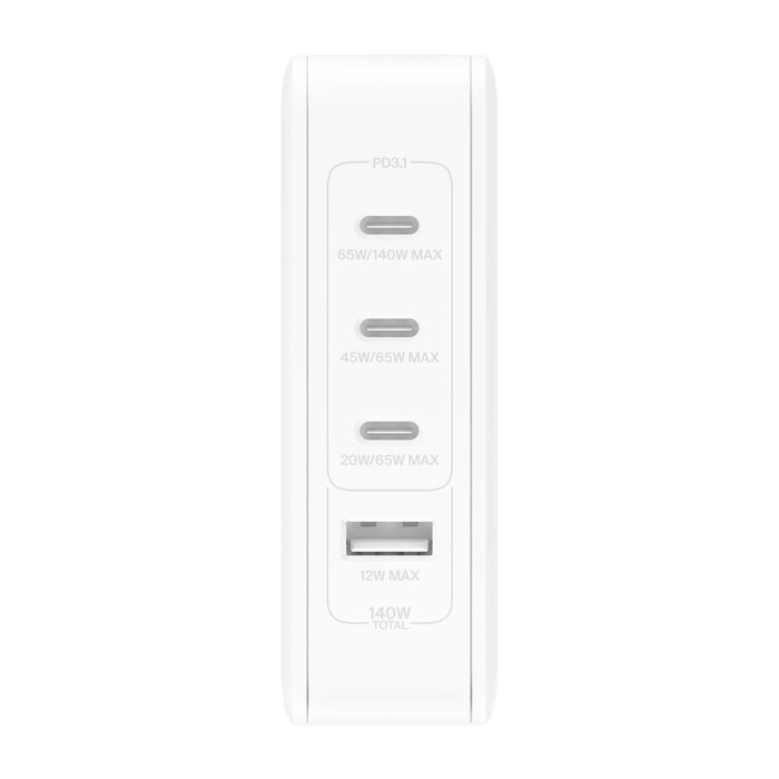 Belkin BoostCharge Pro 140W USB-C (PD 3.1) 4-Port GaN Wall Charger - White (WCH014BTWH-V3), 3x US... - Image 3