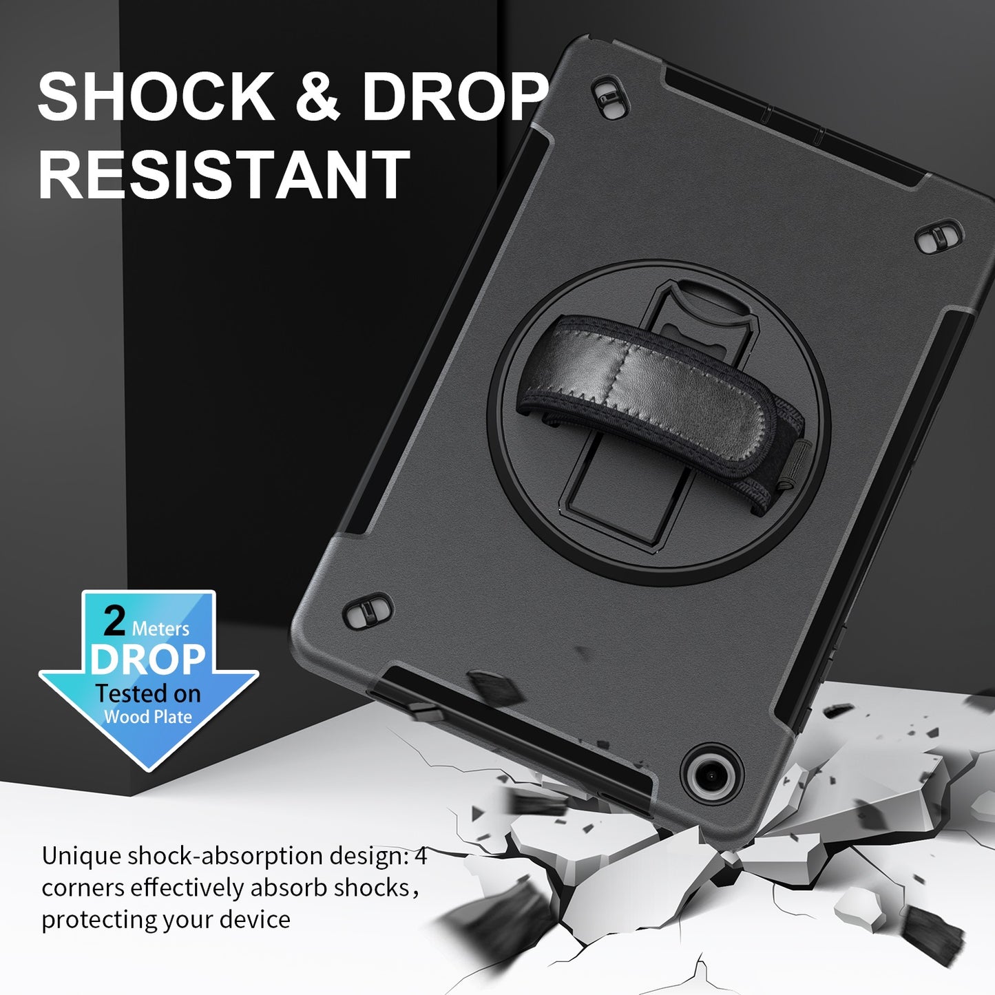 USP Rugged Samsung Galaxy Tab A9+ (11') Case Black - Built-in-Kickstand, Adjustable Hand Strap, S... - Image 4