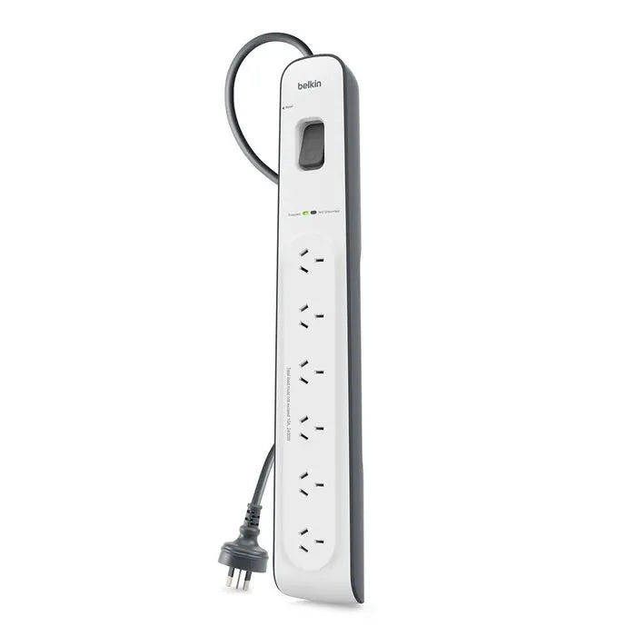Belkin SurgeMaster 6-Outlet Surge Protection Strip with 2M Power Cord - White/Grey (BSV603au2M),... - Image 2
