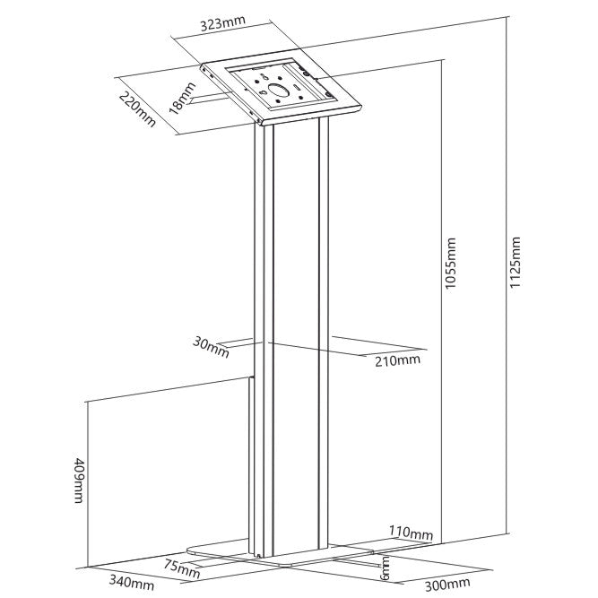 Brateck Anti-theft Freestanding Tablet Kiosk Stand 9.7'/10.2' Ipad, 10.5' Ipad Air/Ipad Pro, 10.1' Sansung Galaxy TAB A (2019)- White (LS)