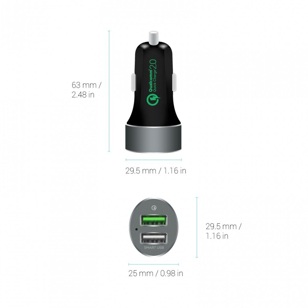 (LS) mbeat® QuickBoost USB 2.0 Dual Port Car Charger - Certified Qualcomm Quick Charge 2.0 techno... - Image 4