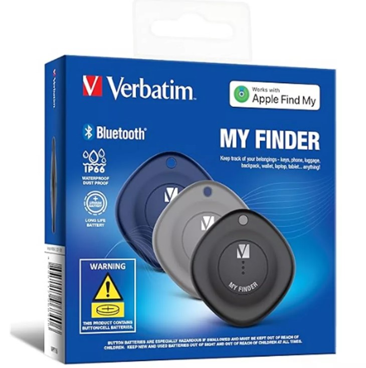 Verbatim 66929 Bluetooth Tracker My Finder Triple Pack - Black, Navy, Grey, IP66, IOS Iphone, Ipa...