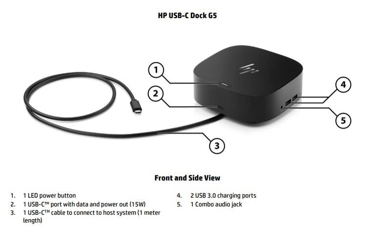 HP Dock G5 USB-C Docking Station - 100W Power Delivery 3xDisplays 2xDP 1xHDMI 4xUSB-A 1xUSB-C RJ4... - Image 3