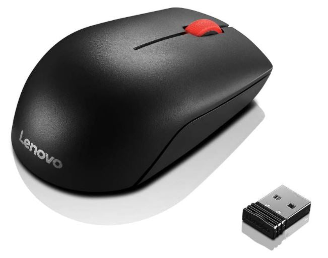 LENOVO Essentials Compact Wireless Mouse - 2.4 GHz Wireless via Nano USB, 1000 DPI, Optical sensor, Supported PC with USB port, 1 Year Warranty