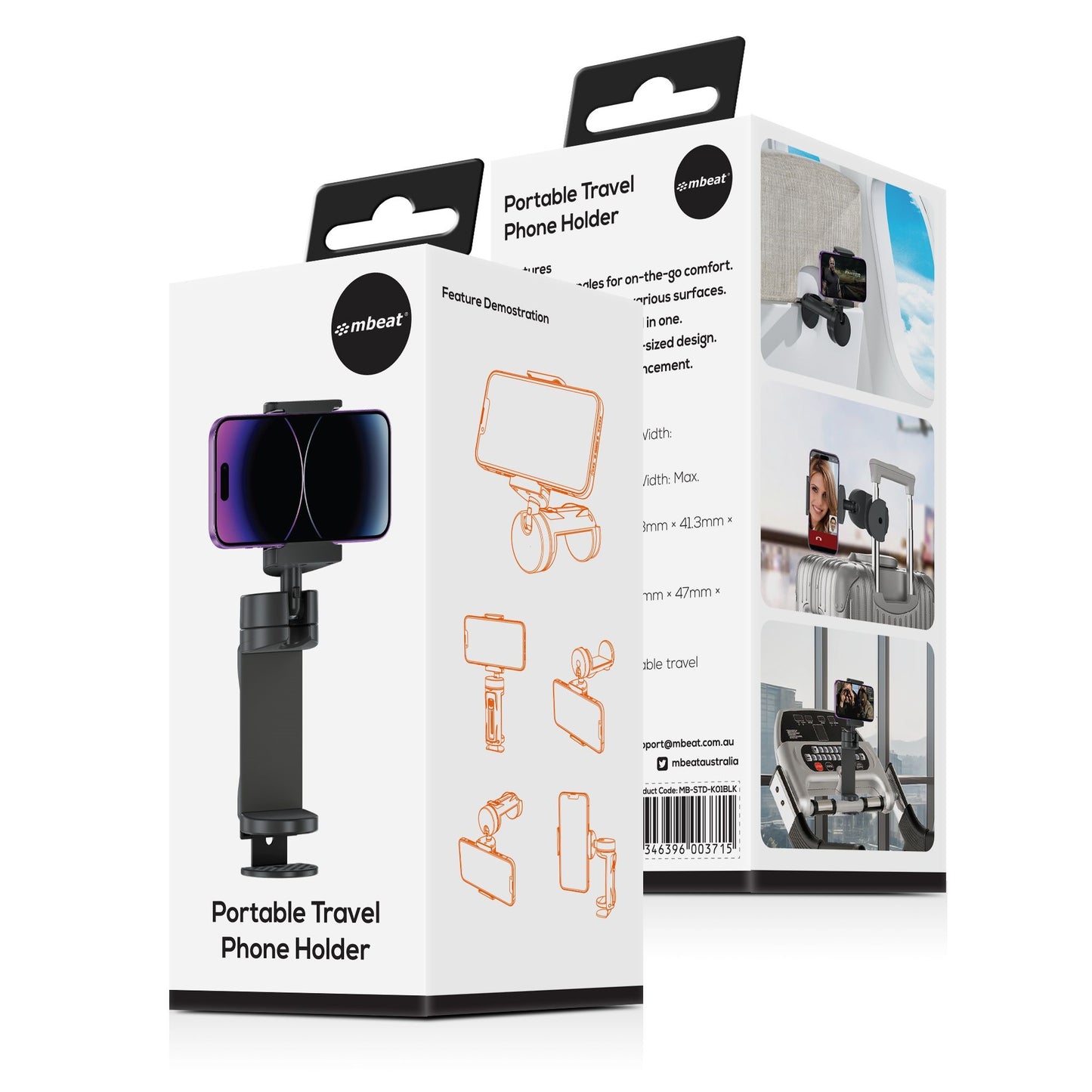 mbeat® Portable Travel Phone Holder Portable Design/ 360 degree Rotatable Base/ Compact Lightwei... - Image 4