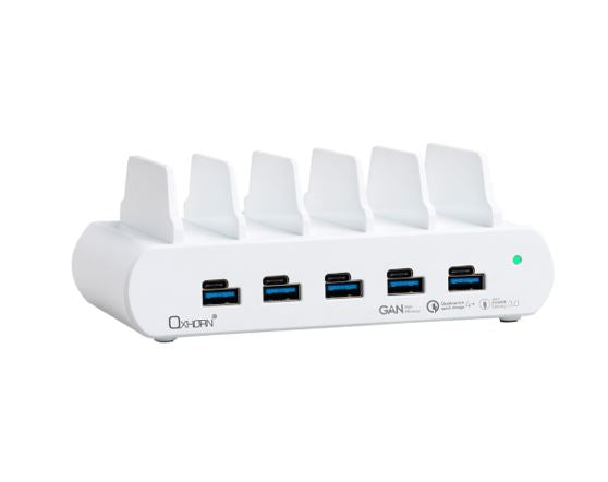 Oxhorn PoverDelivery150W 5 Port (A+C) Fast Charging Dock with build-in rack5 Port USB-A USB-C PD3...