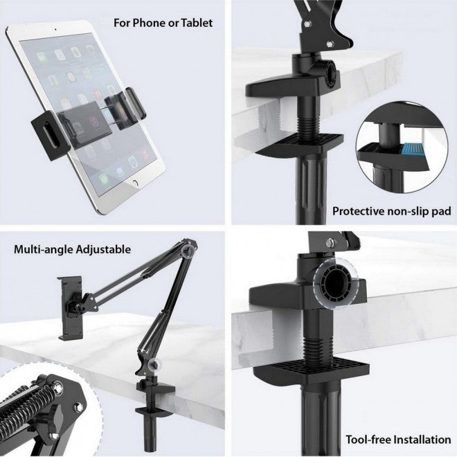 Simplecom CL516 Foldable Long Arm Stand Holder for Phone and Tablet (4'-11')(LS)
