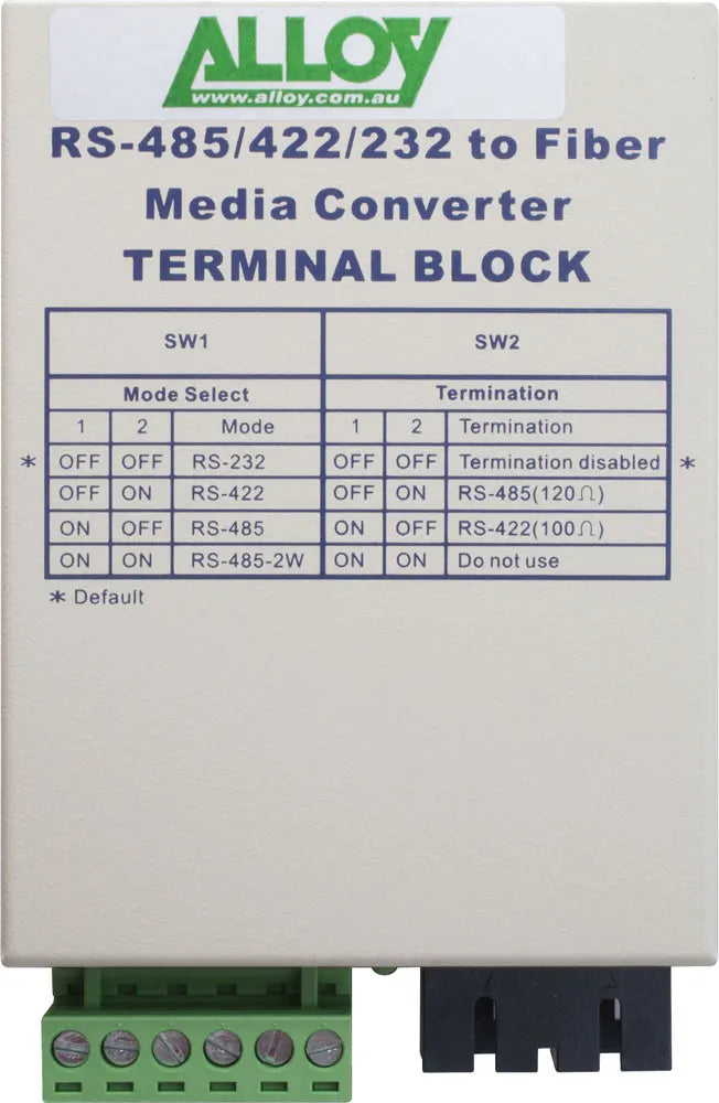 Alloy SCR460SC-4 RS-232/422/485 Serial Terminal to Single Mode Fibre Converter. Max. range 20Km... - Image 3