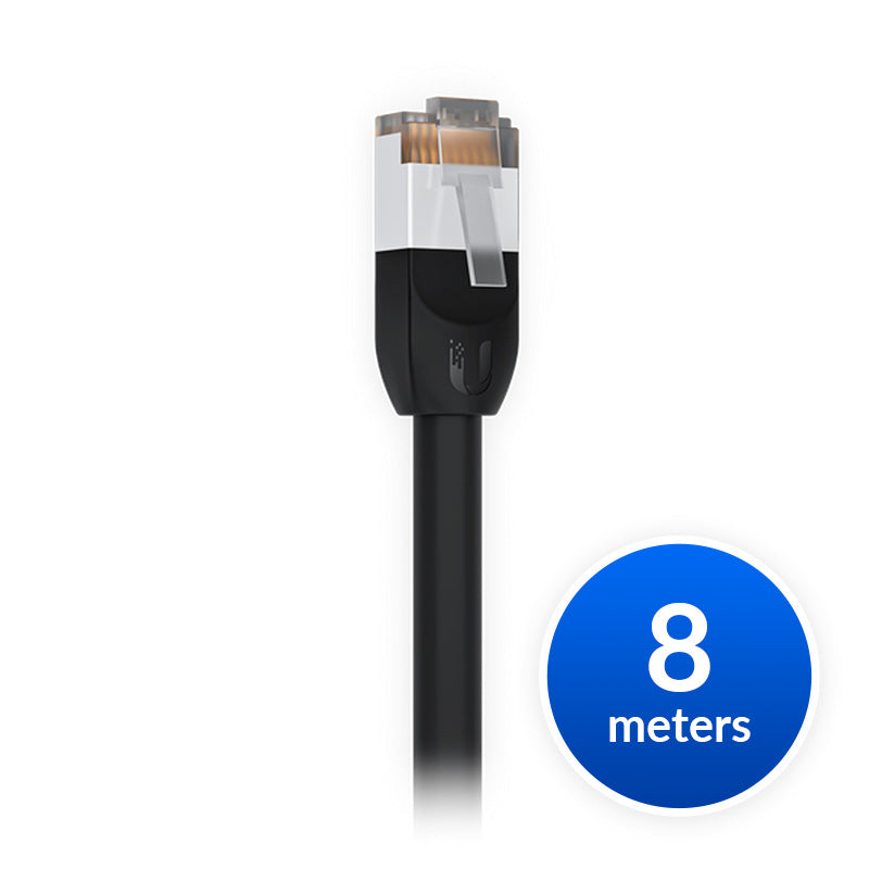 Ubiquiti UniFi Patch Cable Outdoor 8M Black, Single Unit All-weather, RJ45 Ethernet Cable, Catego...