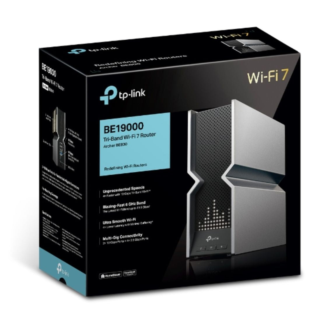 TP-Link Archer BE800 BE19000 Tri-Band Wi-Fi 7 Router (WIFI7) 1376 Mbps at 2.4 GHz + 5760 Mbps at...