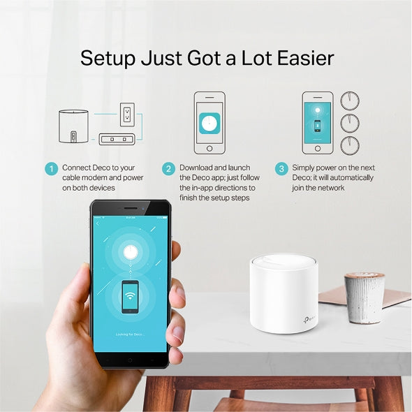 TP-Link Deco X20 (1-pack)AX1800 Whole Home Mesh Wi-Fi 6 System, Up To 200 sqm Coverage, WIFI6, 1201Mbps @ 5Ghz, 574Mbps @ 2.4 GHz OFDMA, MU-MIMO (WIFI