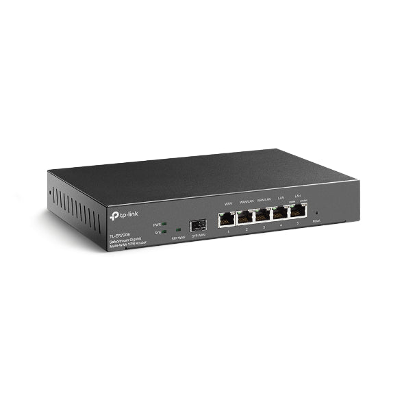TP-Link TL-ER7206 Omada SafeStream Gigabit Multi-WAN VPN Router, 4 WAN Ports: 1 Gigabit SFP WAN port, 1 Gigabit RJ45 WAN Port, 2 Gigabit WAN/LAN