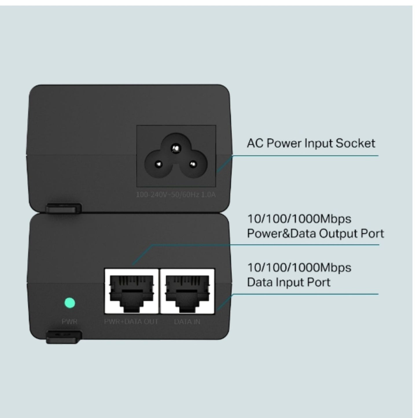 TP-Link TL-POE160S Omada PoE+ Injector, 2 Gigabit Ports, 802.3af/at, Integrated Power Supply, Wall Mountable, Plug Play