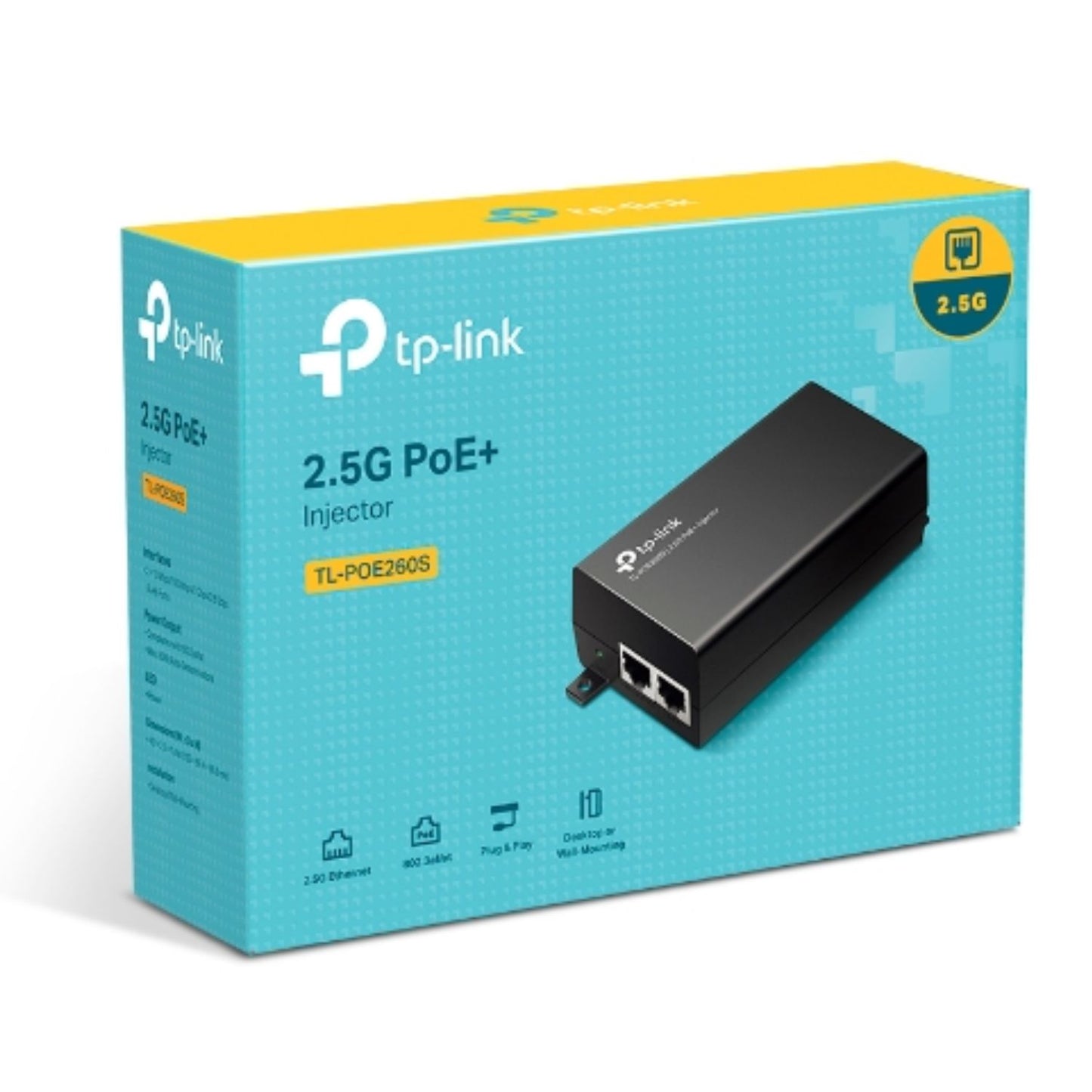 TP-Link TL-POE260S 2.5G PoE+ Injector, 1× 2.5G PoE Port, 1× 2.5G Non-PoE Port, Data and Power Car... - Image 4