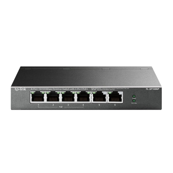 TP-Link TL-SF1006P 6-Port 10/100Mbps Desktop Switch with 4-Port PoE+, Up To 67W For all PoE Ports, Up To 30W Each PoE Port