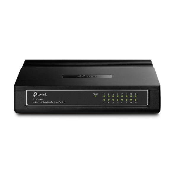 TP-Link TL-SF1016D 16-Port 10/100Mbps Desktop Switch or wall-mounting design Plug and play 3.2Gbps Switching Capacity Auto-MDI/MDIX Supports MAC