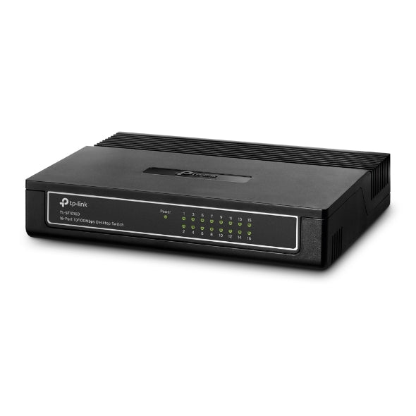 TP-Link TL-SF1016D 16-Port 10/100Mbps Desktop Switch or wall-mounting design Plug and play 3.2Gbps Switching Capacity Auto-MDI/MDIX Supports MAC
