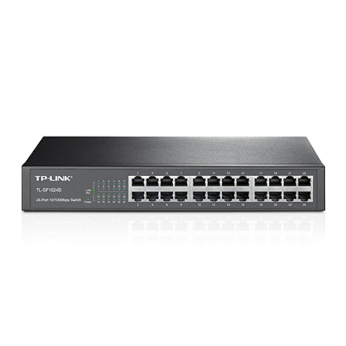 TP-Link TL-SF1024D 24-Port 10/100Mbps Rackmount Unmanaged Switch energy-efficient Supports MAC 13-inch Desktop steel case 4.8 Gbps Switching Cap