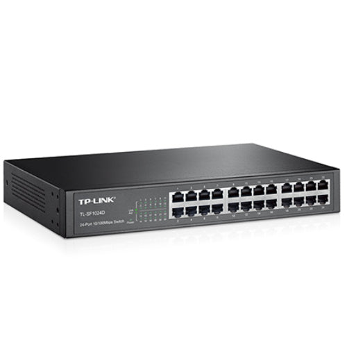 TP-Link TL-SF1024D 24-Port 10/100Mbps Rackmount Unmanaged Switch energy-efficient Supports MAC 13-inch Desktop steel case 4.8 Gbps Switching Cap
