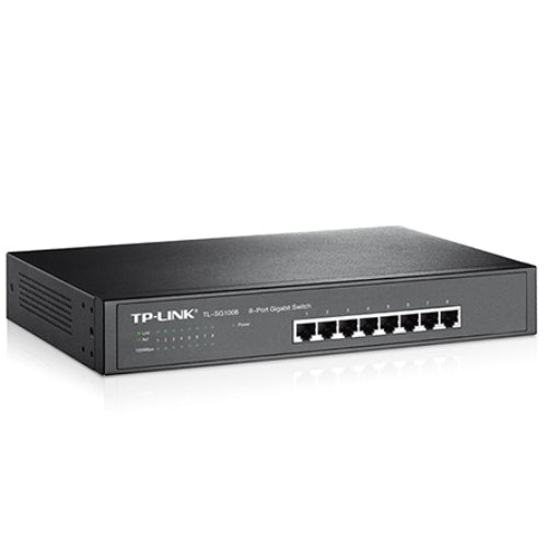 TP-Link TL-SG1008 8-Port Gigabit Unmanaged Switch 13' Desktop Rackmountable Steel Case Fanless Supports MAC address 802.1p/DSCP QoS