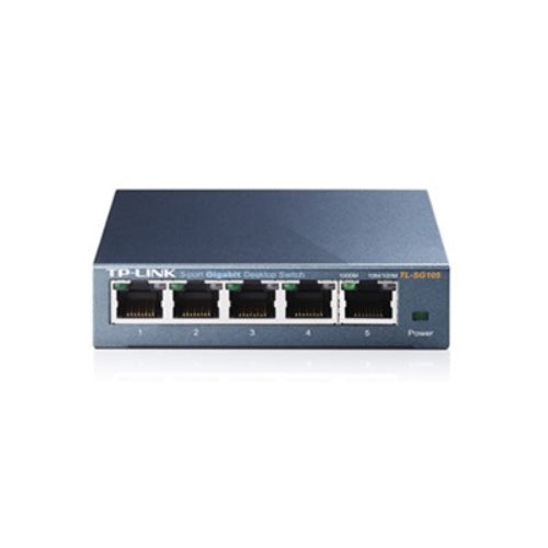 TP-Link TL-SG105 5port Switch Desktop,Gigabit,Steel Case, 5-Port 10/100/1000Mbps RJ45 Supporting Auto-MDI/MDIX, Plug and Play, Fanless