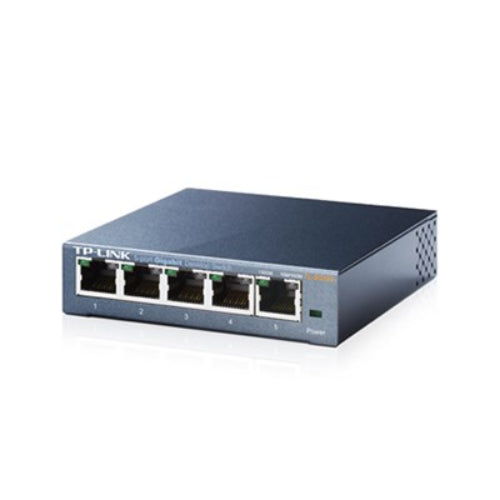 TP-Link TL-SG105 5port Switch Desktop,Gigabit,Steel Case, 5-Port 10/100/1000Mbps RJ45 Supporting Auto-MDI/MDIX, Plug and Play, Fanless