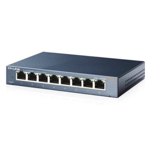 TP-Link TL-SG108 8-Port Gigabit Desktop Switch Steel Case Fanless 11.9Mpps Support 802.1p/DSCP QoS1 and IGMP Snooping Plug Play