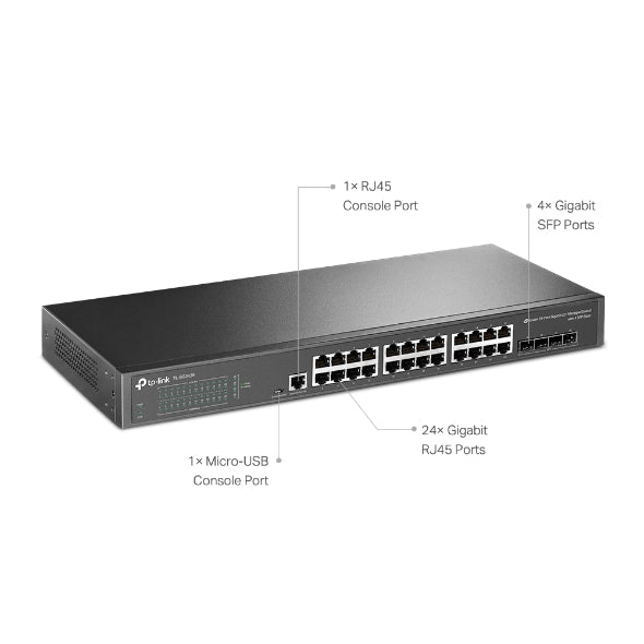 TP-Link SG3428 Omada 24-Port Gigabit L2+ Managed Switch with 4 SFP Slots, Integration with Omada SDN Controller, Static Routing, OAM, 802.1Q VLAN