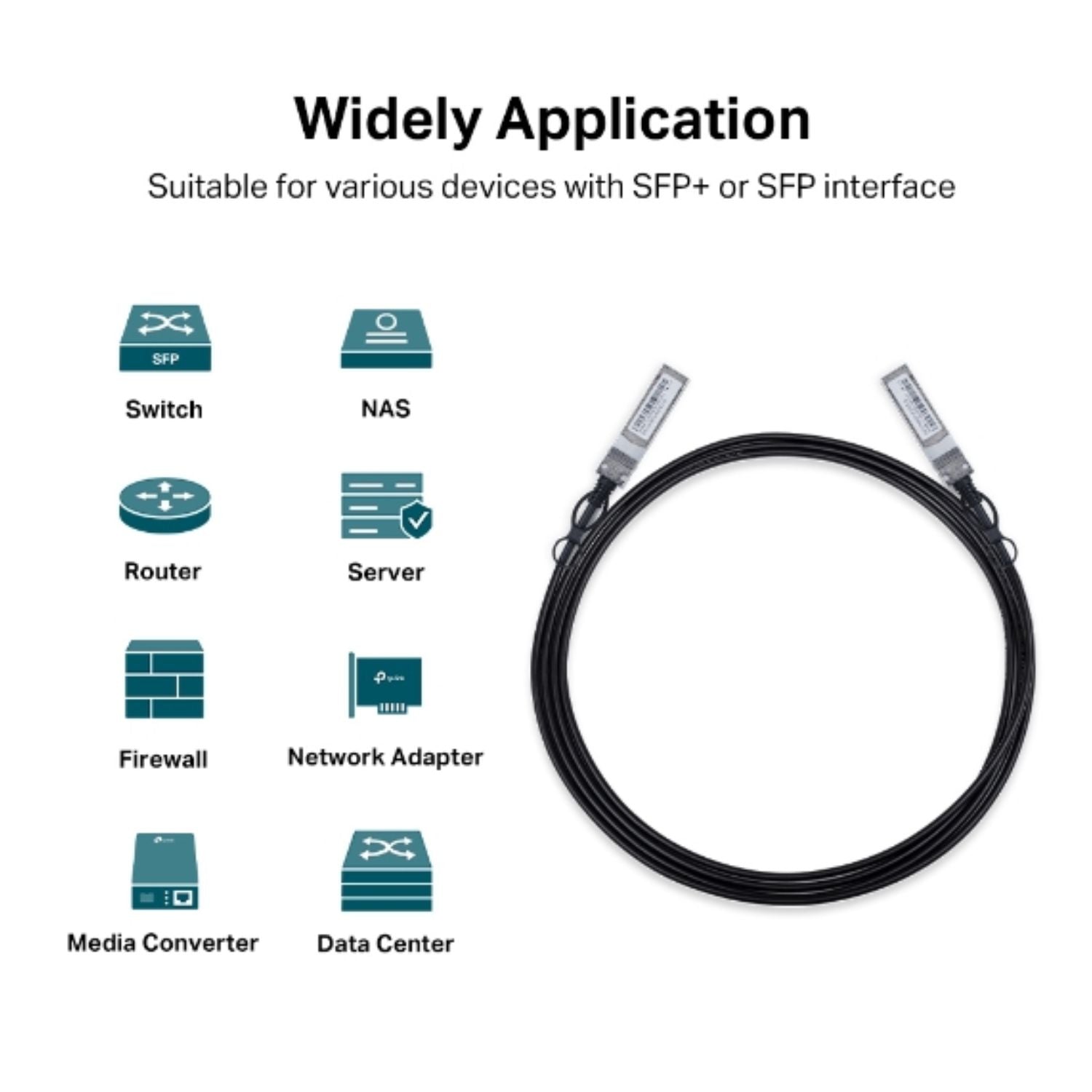 TP-Link SM5220-3M 3 Meter 10G SFP+ Direct Attach Cable, Drives 10 Gigabit Ethernet, 10G SFP+ Conn... - Image 4