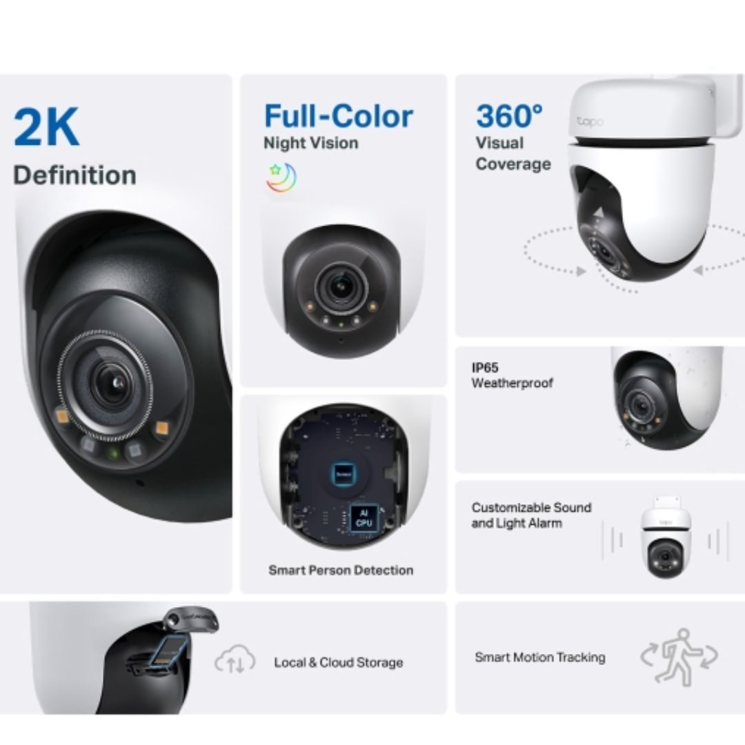 TP-Link TC41 Outdoor Pan/Tilt Security WiFi Camera, 2K, Colour Night Vision, 360° Visual Coverage... - Image 4