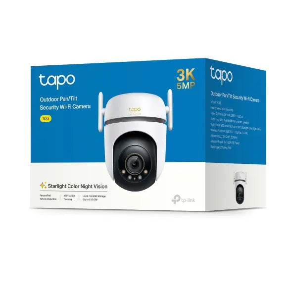 TP-Link TC43 Outdoor Pan/Tilt Security Wi-Fi Camera, 3K 5MP Live View, Starlight Colour Night Vis...
