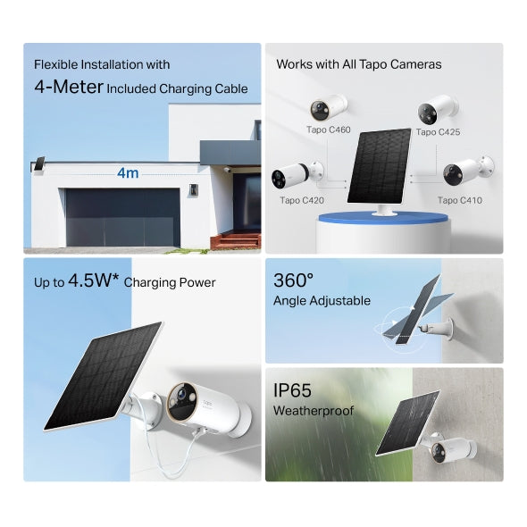 TP-Link Tapo A202 Solar Panel, Works with Tapo Battery Cameras, Flexible Installation - Network... - Image 4